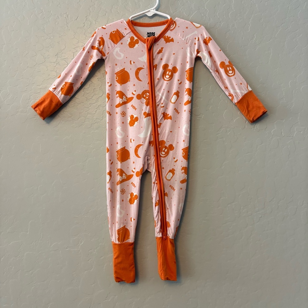 Made with Magic orange and pink disney mickey halloween bamboo pajama 6-12 month